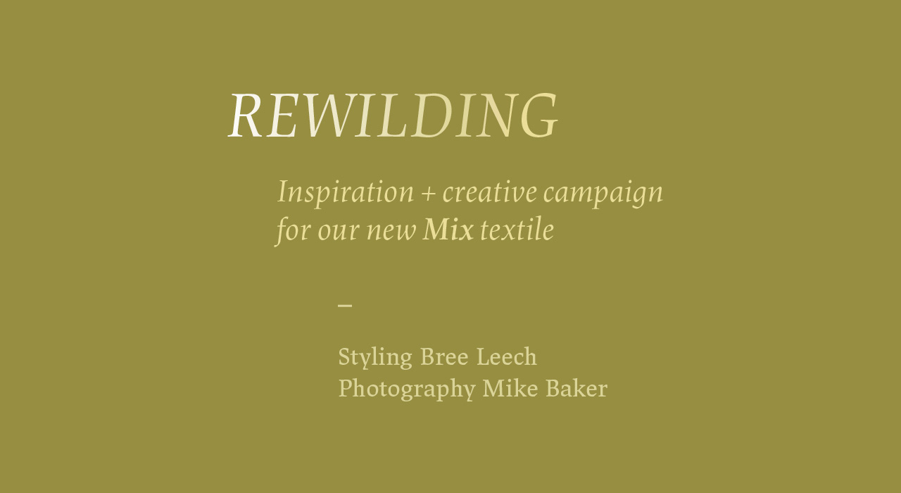 REWILDING
Inspiration + creative campaign for our new Mix textile
Styling: Bree Leech
Photography: Mike Baker