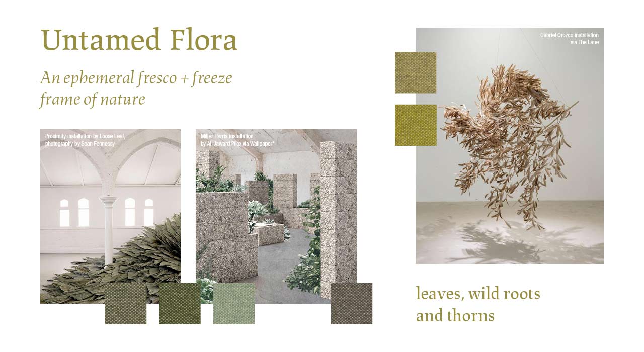Untamed Flora: An ephemeral fresco + freeze frame of nature
leaves, wild roots and thorns