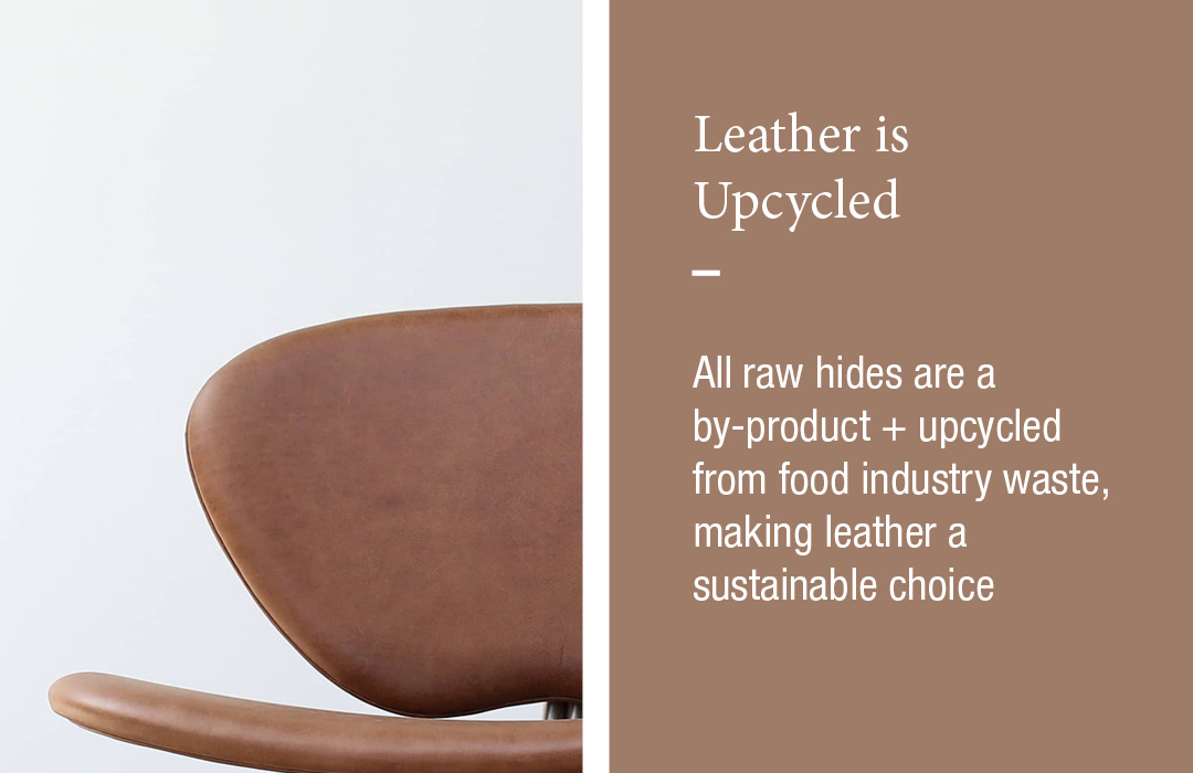 Leather is Upcycled
All raw hides are a by-product + upcycled from food industry waste, making leather a sustainable choice