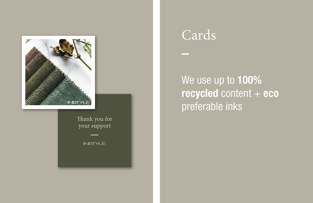 We use up to 100% recycled content + eco preferable links